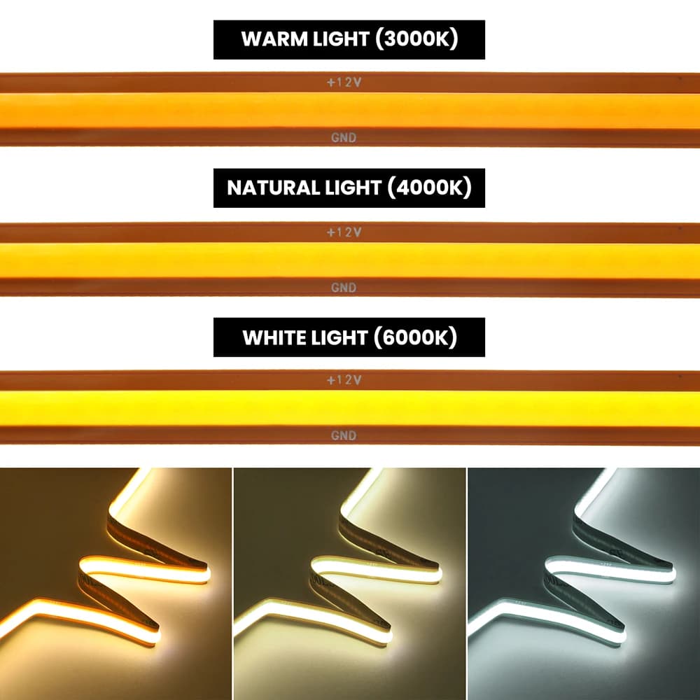 12V 24V LED COB Free Cut Strip 5m 10m 20m 528/720 LEDs Flexible Light Tape 3000K 4000K 6000K 1m 2m 0.5m Bright Linear Lighting