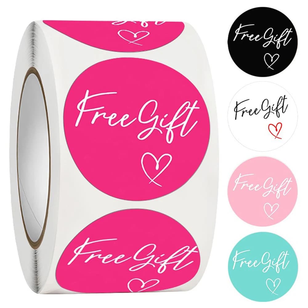 100-500pcs Free Gift Letters Labels Sticker Stationary Supplies Pink Thank You Sticker For Small Business Package Card 1 Inch