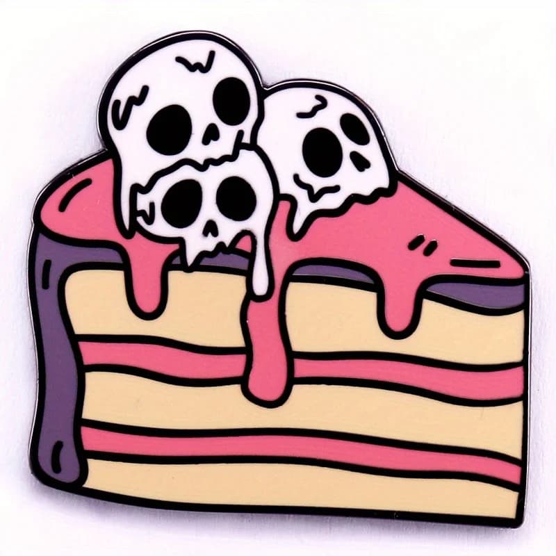 Skeleton Cake Enamel Clip Brooch Creepy Badge Ackpack Lapel Jacket Jeans Jewelry Accessories Gift