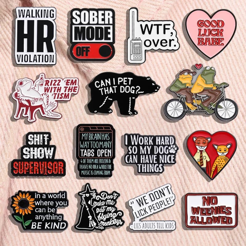 Quotes Enamel Pins Cartoon Women's Brooches Men Lapel Pins Letters Badge on Backpack Costume Accessories Phrase Jewelry Gifts